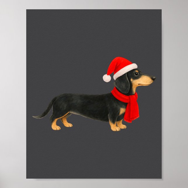 Santa Hat Dachshund Christmas Funny Cute Dog Mom  Poster (Framsidan)