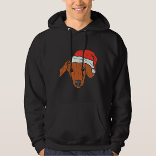 Santa Hat Dachshund Pjs jul Julafton Wiener Wein Hoodie