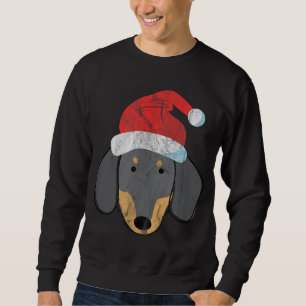 Santa Hat Dachshund PJs jul Julafton Wiener Wein Lång Ärmad Tröja