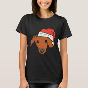 Santa Hat Dachshund Pjs jul Julafton Wiener Wein T Shirt