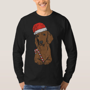 Santa Hat Dachshund Wiener Hund jul Julafton T Shirt
