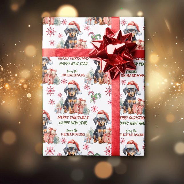 Santa Hat Doberman Pinscher Puppy jul Presentpapper (Skapare uppladdad)
