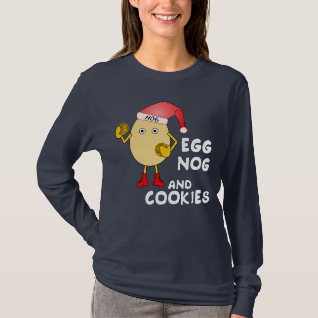 Santa Hat Egg Nog T Shirt (Framsida)