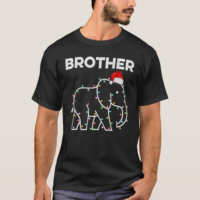 Santa Hat Elephant Julafton Ljus Brother Elephant  T Shirt (Framsida)
