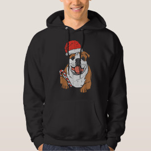 Santa Hat English Bulldog Hund jul Julafton Hoodie