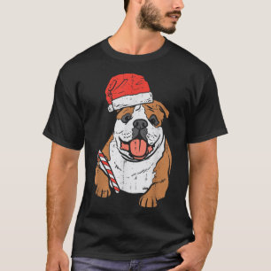 Santa Hat English Bulldog Hund jul Pajamas Xm T Shirt
