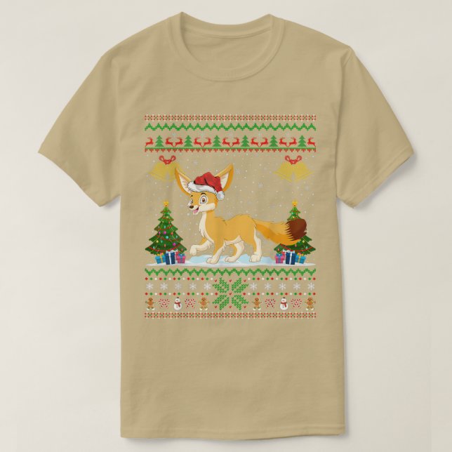 Santa Hat Fennec Fo Julafton Lighting Ugly Fennec  T Shirt (Design framsida)