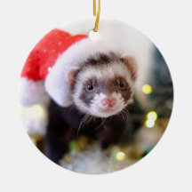 Santa Hat Ferret jul Ornament