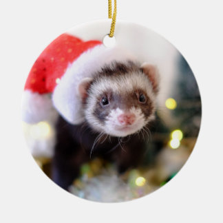 Santa Hat Ferret jul Ornament