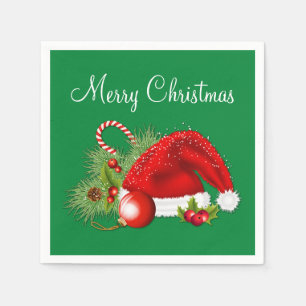 Santa Hat Festive-Grönten Napkins Pappersservett