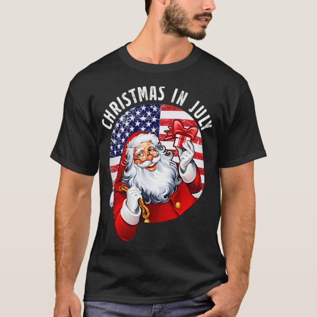 Santa Hat Flagga, sommarsommarstugan Party, jultom T Shirt (Framsida)