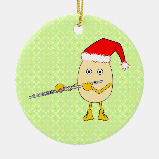 Santa Hat Flute Egghead Julgransprydnad Keramik (Framsidan)