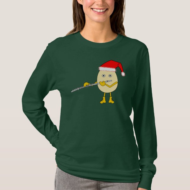 Santa Hat Flute Egghead T Shirt (Framsida)
