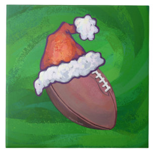 Santa Hat Football på Grönt Kakelplatta