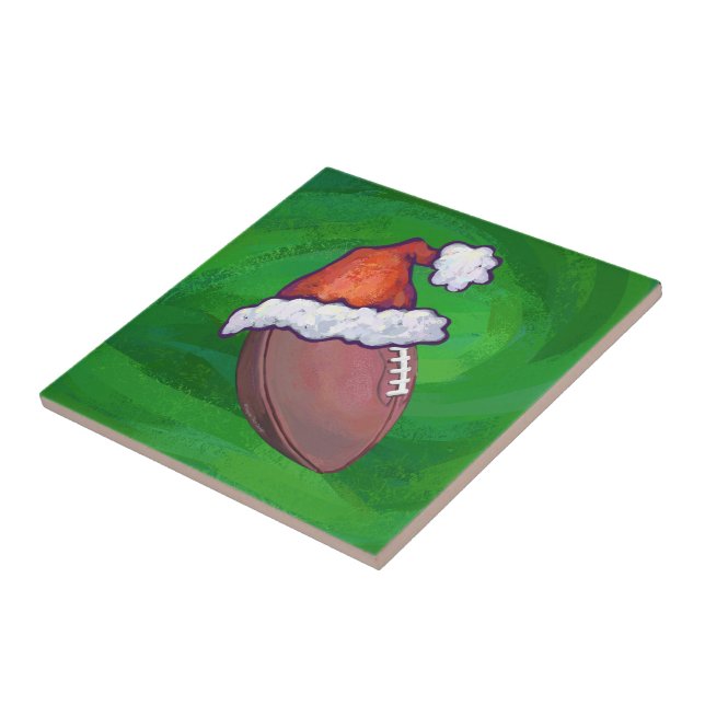 Santa Hat Football på Grönt Kakelplatta (Sidan)