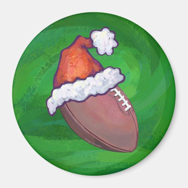 Santa Hat Football på Grönt Magnet (Framsidan)