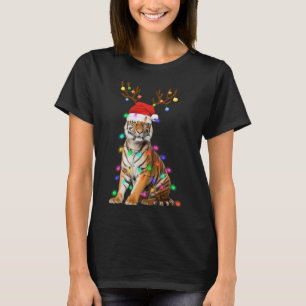 Santa Hat Funny Tiger Träd Julafton Light Animal C T Shirt