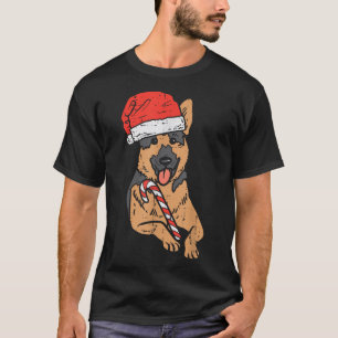Santa Hat German Shepherd Hund jul T Shirt