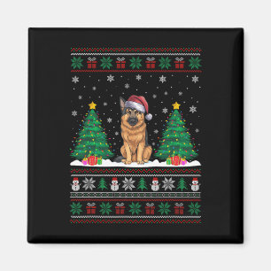 Santa Hat German Shepherd Hund Julafton Träd Ljus Magnet