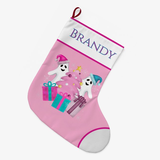 Santa Hat Ghosts Christmas Tree spooky  Stor Julstrumpa (Framsidan (Hängande))