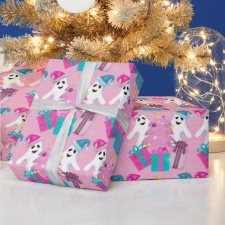 Santa Hat Ghosts with Christmas Tree & Presents Presentpapper