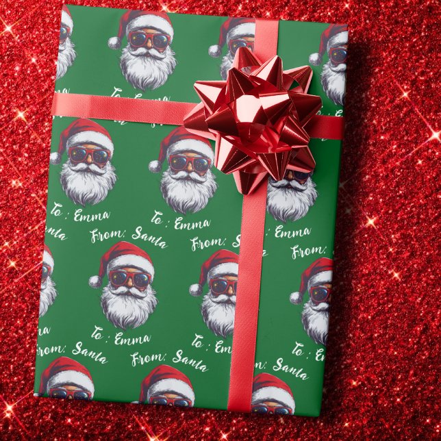 Santa Hat Gift Wrap, Custom Name Holiday Gift Presentpapper (Skapare uppladdad)