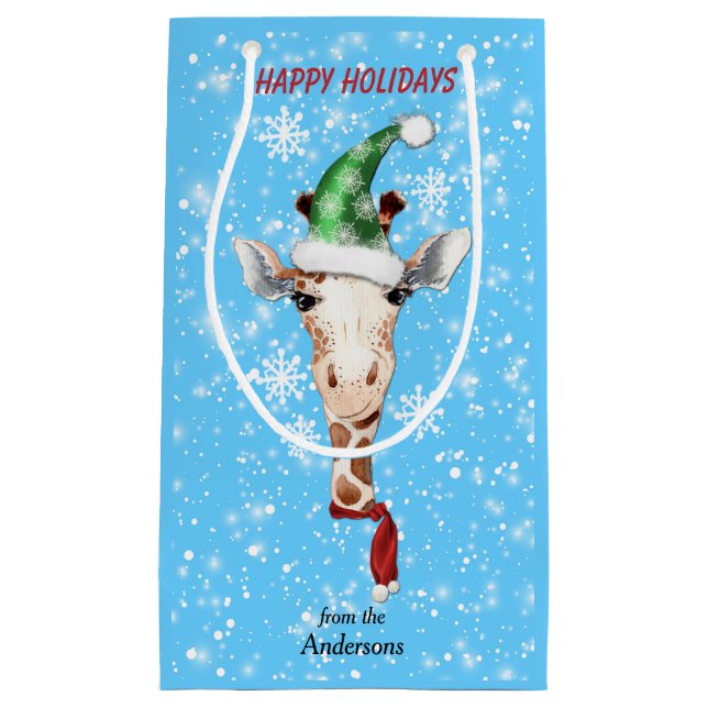 Santa Hat Giraffe Snowflake Blue (Framsidan)