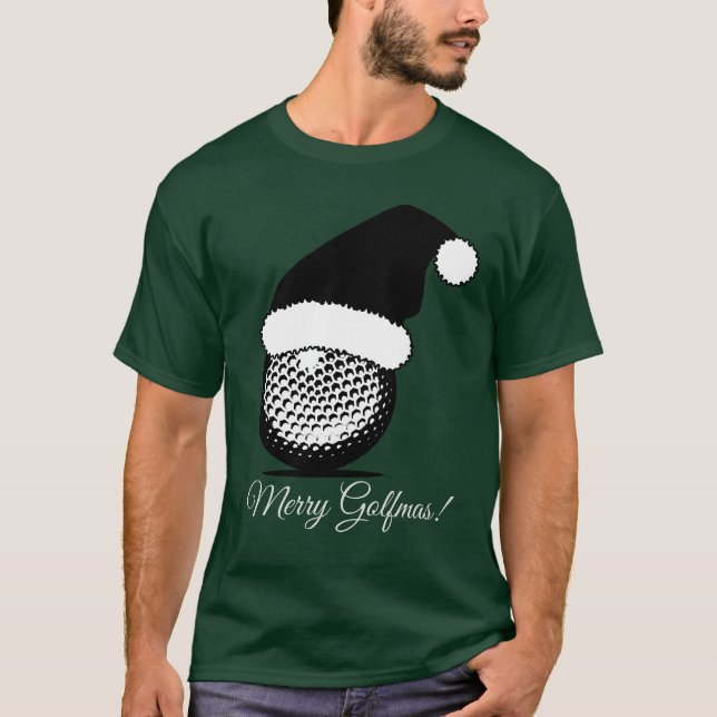 Santa Hat Golf Boll jul T Shirt (Framsida)