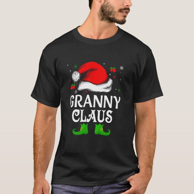 Santa Hat Granny Claus Elf Funny Ugly jul Sw T Shirt (Framsida)
