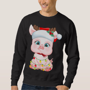 Santa Hat Gris jul Gris Älskare Pajama Lång Ärmad Tröja