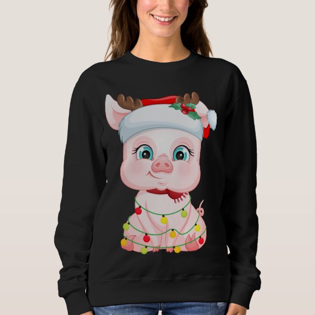 Santa Hat Gris jul Gris Älskare Pajama T Shirt (Framsida)