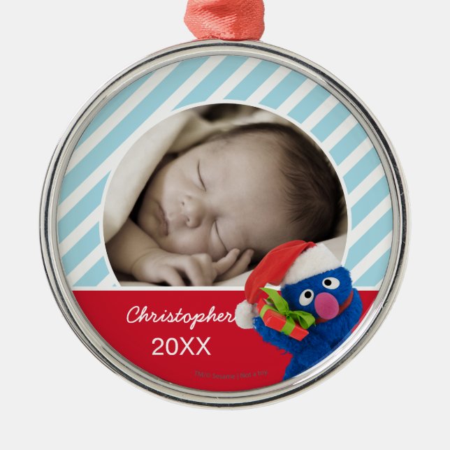 Santa Hat Grover | Lägg till ditt namn Julgransprydnad Metall (Framsidan)