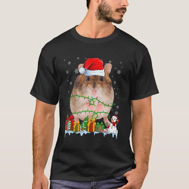 Santa Hat Hamster jul Ljus Animals T Shirt (Framsida)