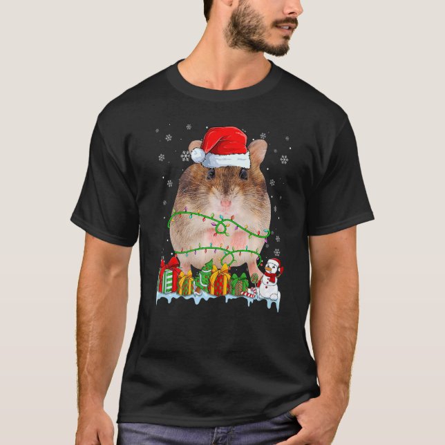 Santa Hat Hamster jul Ljus Animals T Shirt (Framsida)