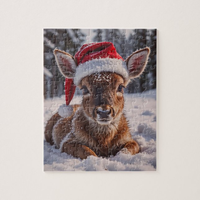 Santa Hat Hjort Puzzle Pussel (Vertikal)
