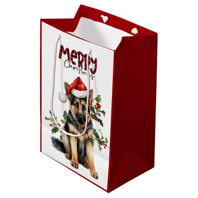 Santa Hat Holly German Shepherd Puppy jul (Framsidan Vinklad)