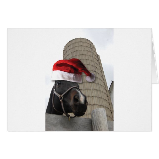 Santa Hat Horsey Hälsningskort (Framsidan Horizontal)