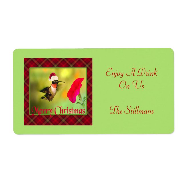 Santa Hat Hummingbird jul Fraktsedel (Framsidan)