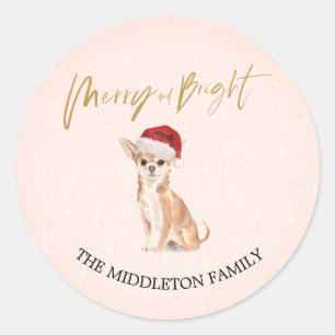 Santa Hat Hund Chihuahua God jul Runt Klistermärke