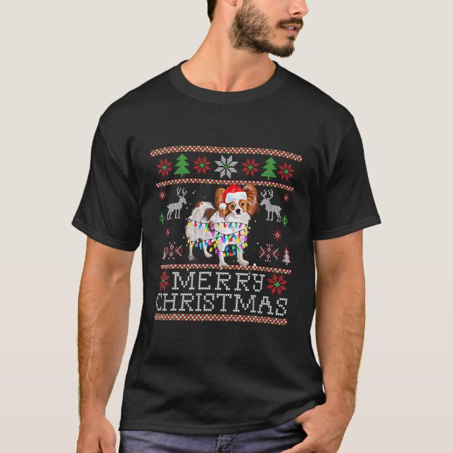 Santa Hat Hund Ljus Helgdag Santa Julgran T Shirt (Framsida)