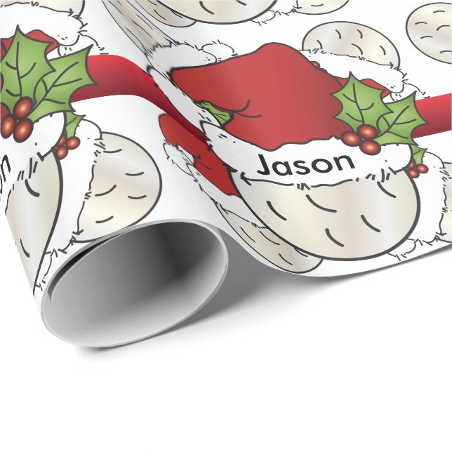 Santa Hat jul Golf Boll | DIY NAMN Presentpapper (Rullad Hörn)