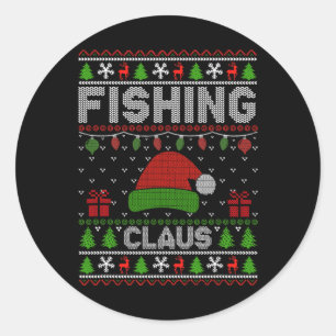 Santa Hat jul Light Fishing Claus Ugly Julafton Runt Klistermärke