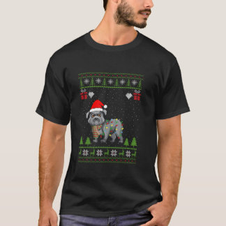 Santa Hat jul Ljus Fransk Bulldog Ugly Xma T Shirt