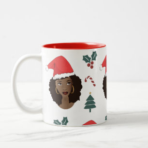Santa Hat - jul Mönster Naturlig skönhetsförm Två-Tonad Mugg