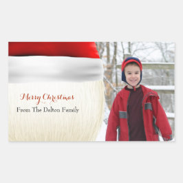 Santa Hat, jul, Roligt Photo Rektangulärt Klistermärke