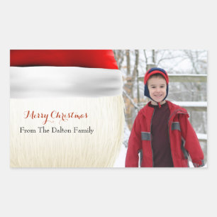 Santa Hat, jul, Roligt Photo Rektangulärt Klistermärke