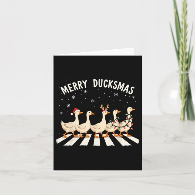 Santa Hat Julafton Anka Älskare Merry Duckmas Funn Kort (Framsida)