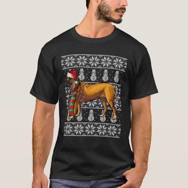 Santa Hat Julafton Boerboel Ugly jul T Shirt (Framsida)