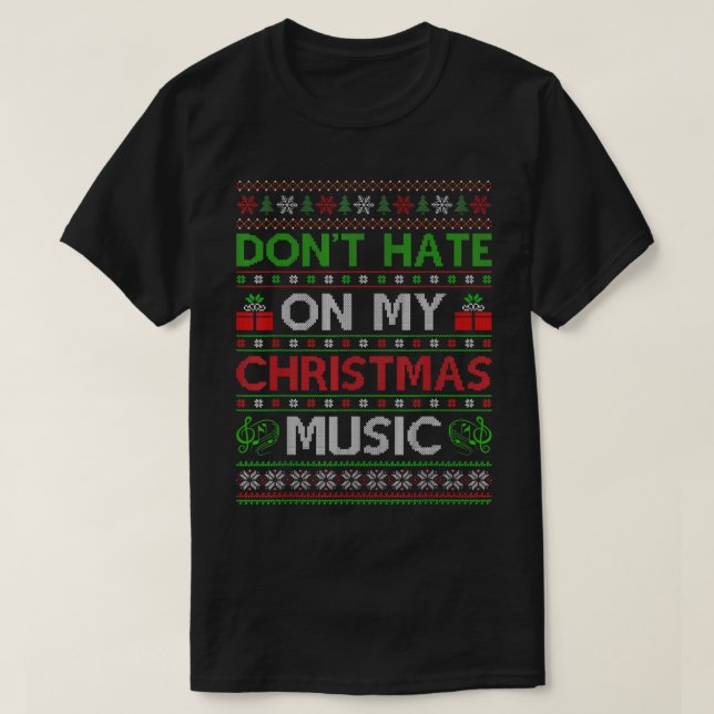 Santa Hat Julafton Lighting Funny Ugly Music God j T Shirt (Design framsida)