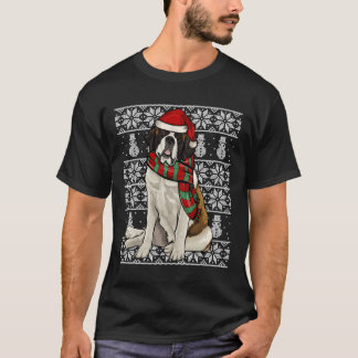 Santa Hat Julafton St Bernard Ugly jul T Shirt